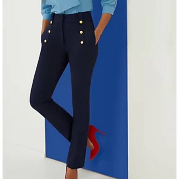 New York & Company Pants - NY & Co Sailor Button High-Waisted Barely Bootcut Pant - Superflex Small Navy